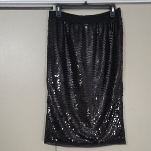 Who What Wear Black Sequin Pencil Skirt Size Medium